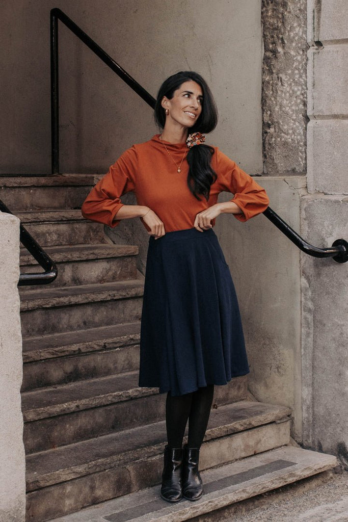 Meemoza Brigitte Midi Skirt (Navy) - Victoire BoutiqueMeemozaSkirts Ottawa Boutique Shopping Clothing