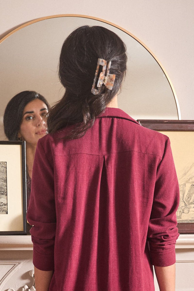 Meemoza Cruz 3/4 Blouse (Burgundy) - Victoire BoutiqueMeemozaTops Ottawa Boutique Shopping Clothing