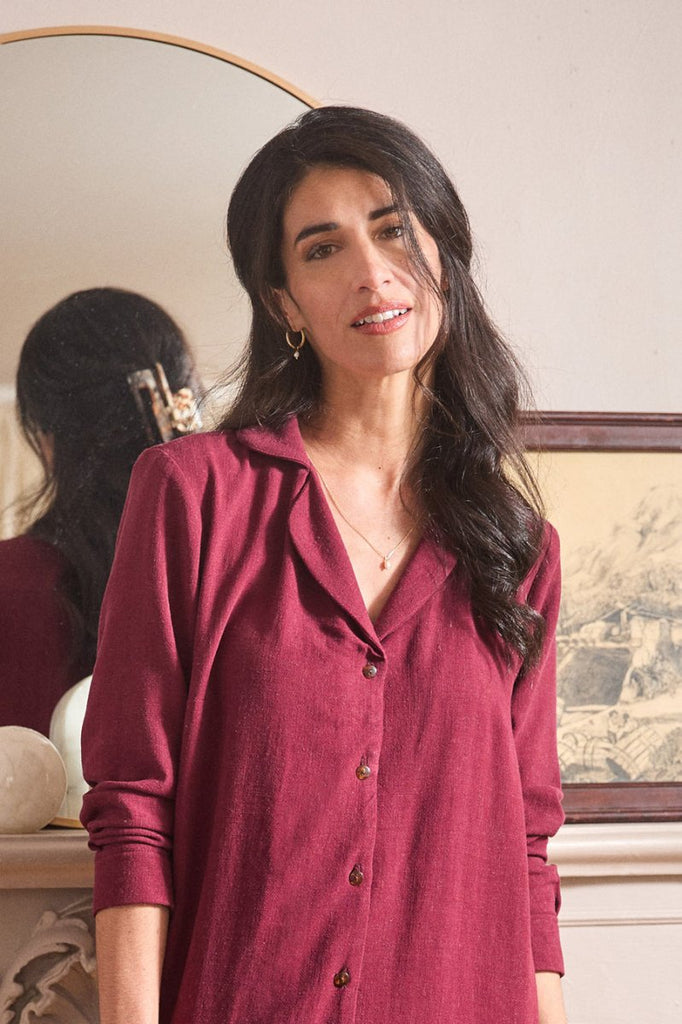 Meemoza Cruz 3/4 Blouse (Burgundy) - Victoire BoutiqueMeemozaTops Ottawa Boutique Shopping Clothing