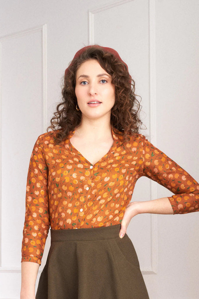 Meemoza Isla 3/4 Blouse (Orange Cherry) - Victoire BoutiqueMeemozaTops Ottawa Boutique Shopping Clothing