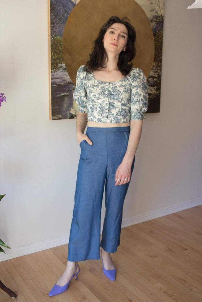 Meemoza Warhol Crop Pants (Blue Tencel) - Victoire BoutiqueMeemozaBottoms Ottawa Boutique Shopping Clothing