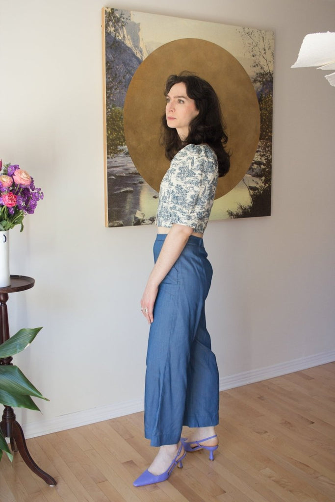 Meemoza Warhol Crop Pants (Blue Tencel) - Victoire BoutiqueMeemozaBottoms Ottawa Boutique Shopping Clothing