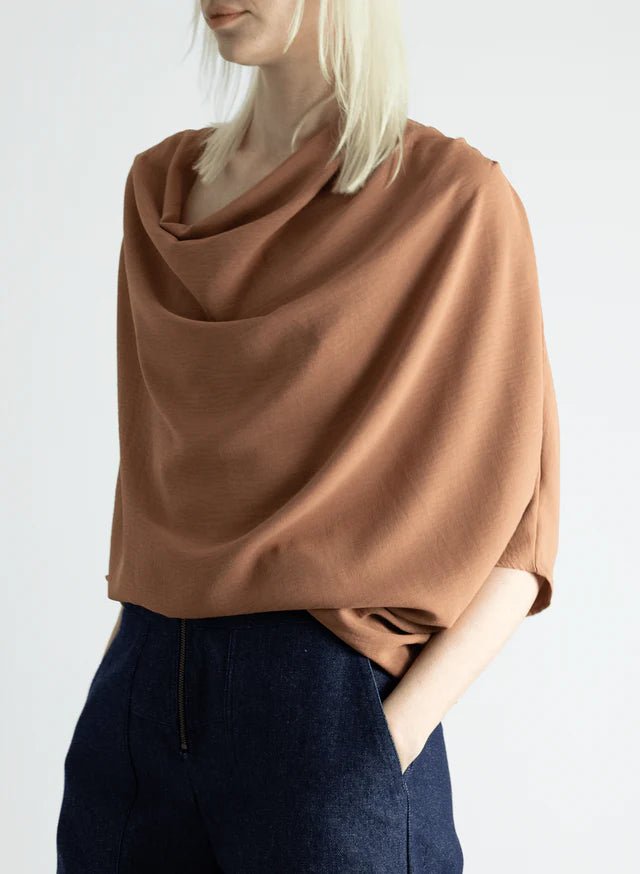 Meg Abstraction Cowl Top (Latte) - Victoire BoutiqueMeg by Megan KinneyShirts & Tops Ottawa Boutique Shopping Clothing