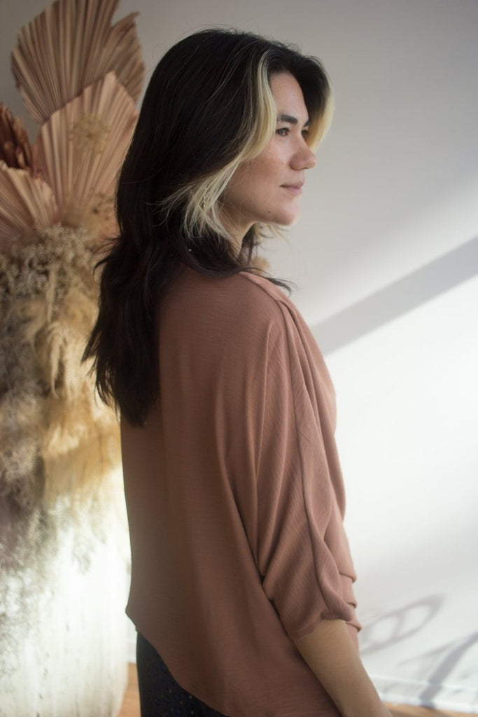 Meg Abstraction Cowl Top (Latte) - Victoire BoutiqueMeg by Megan KinneyShirts & Tops Ottawa Boutique Shopping Clothing