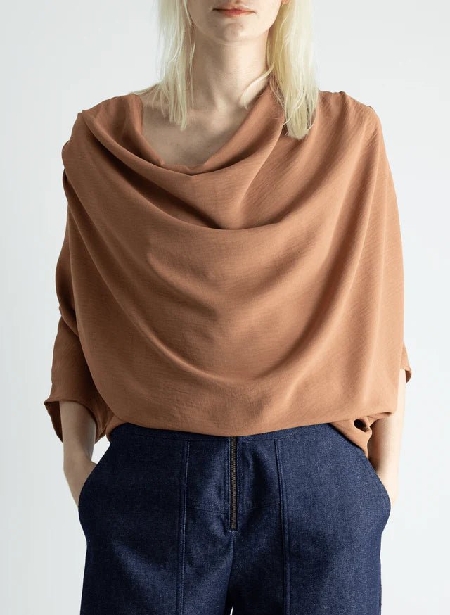 Meg Abstraction Cowl Top (Latte) - Victoire BoutiqueMeg by Megan KinneyShirts & Tops Ottawa Boutique Shopping Clothing