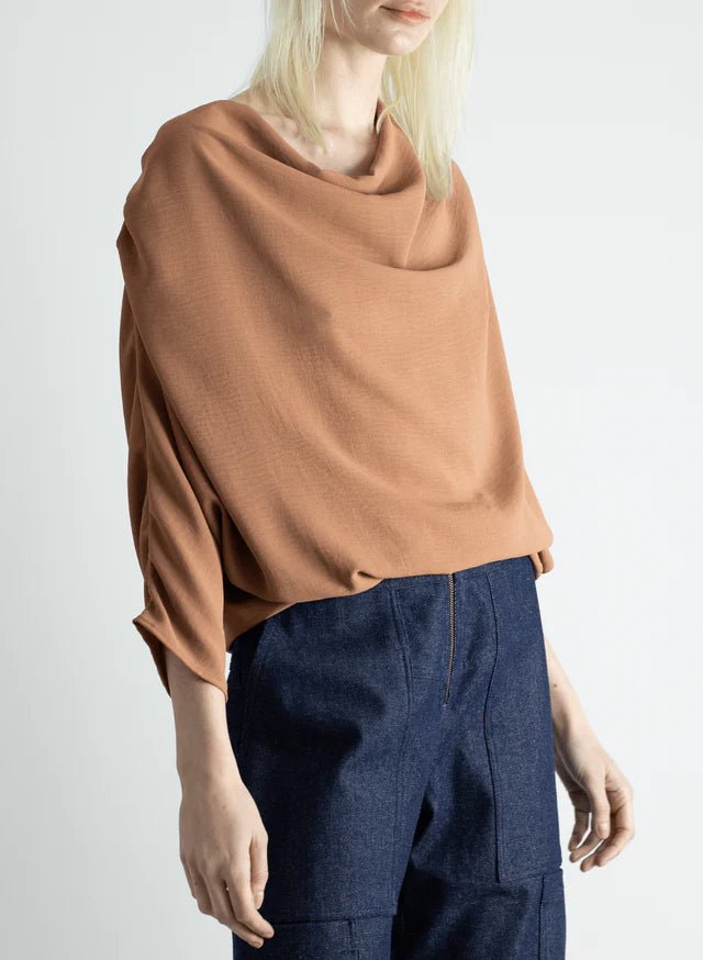 Meg Abstraction Cowl Top (Latte) - Victoire BoutiqueMeg by Megan KinneyShirts & Tops Ottawa Boutique Shopping Clothing