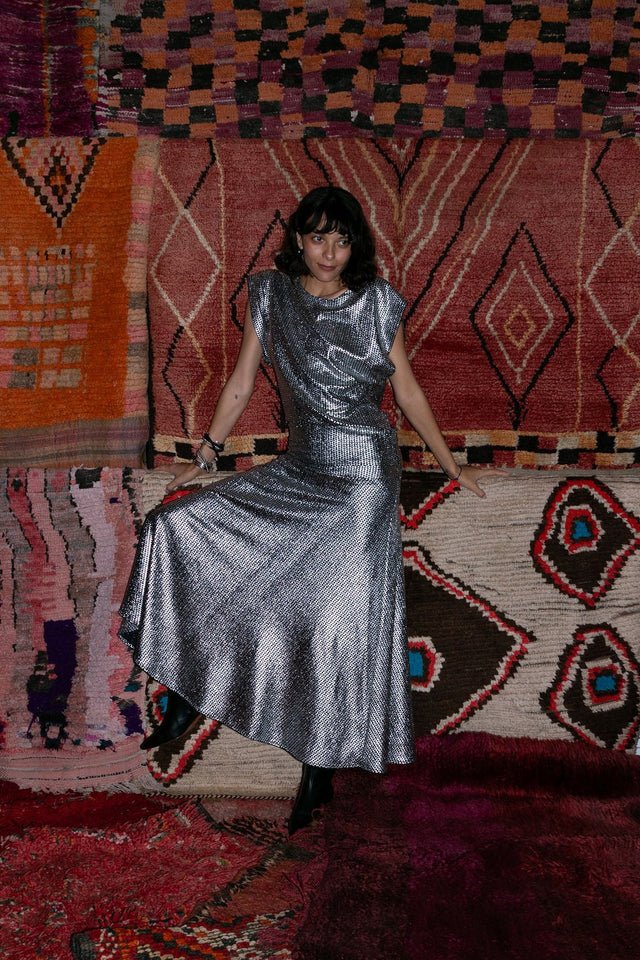 Meg Circle Skirt (Silver Metallic) - Victoire BoutiqueMeg by Megan KinneyShorts Ottawa Boutique Shopping Clothing