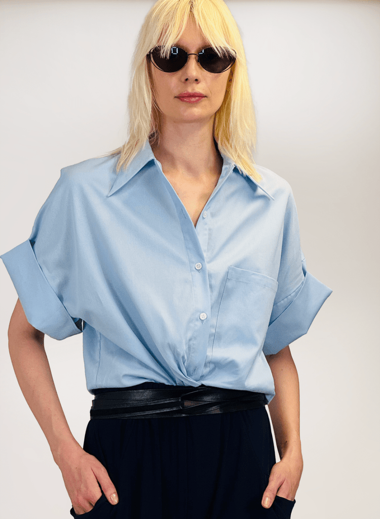 Meg Petite Chemise (Blue) - Victoire BoutiqueMeg by Megan KinneyShirts & Tops Ottawa Boutique Shopping Clothing