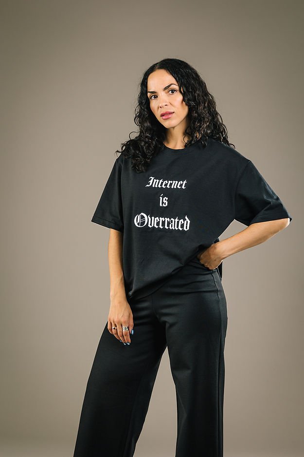Mercedes Morin Internet Is Overrated T-Shirt (Black) - Victoire BoutiqueMercedes MorinTops Ottawa Boutique Shopping Clothing
