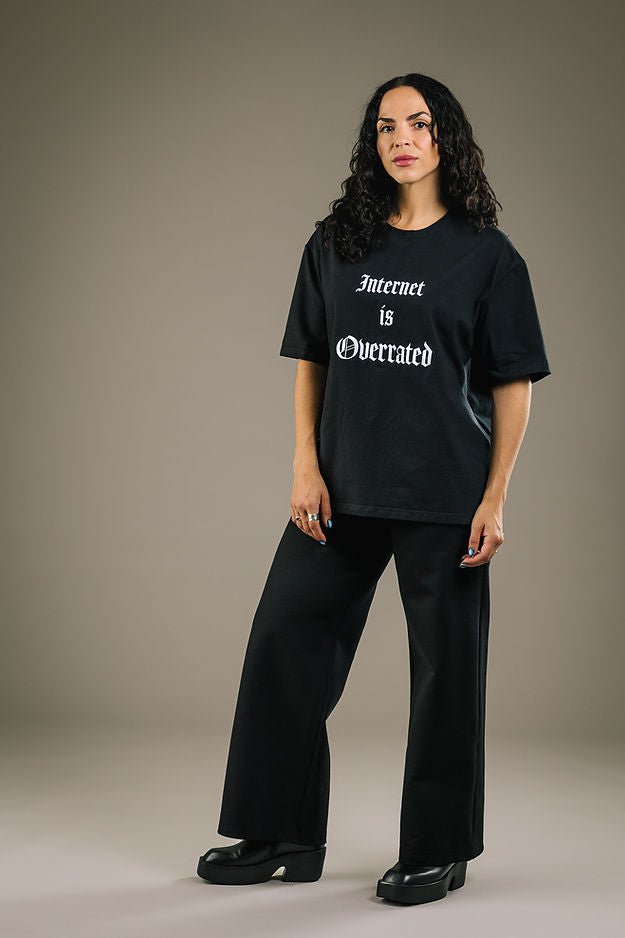 Mercedes Morin Internet Is Overrated T-Shirt (Black) - Victoire BoutiqueMercedes MorinTops Ottawa Boutique Shopping Clothing
