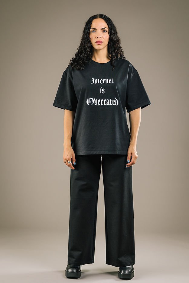 Mercedes Morin Internet Is Overrated T-Shirt (Black) - Victoire BoutiqueMercedes MorinTops Ottawa Boutique Shopping Clothing