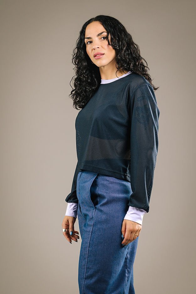 Mercedes Morin Nova Mesh Top (Navy) - Victoire BoutiqueMercedes MorinTops Ottawa Boutique Shopping Clothing
