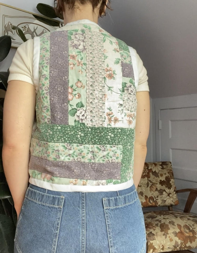 Middle Sister Co. Garden Floral Quilt Vest (Purple/Green/White Trim) - Victoire BoutiqueMiddle Sister Co.Tops Ottawa Boutique Shopping Clothing