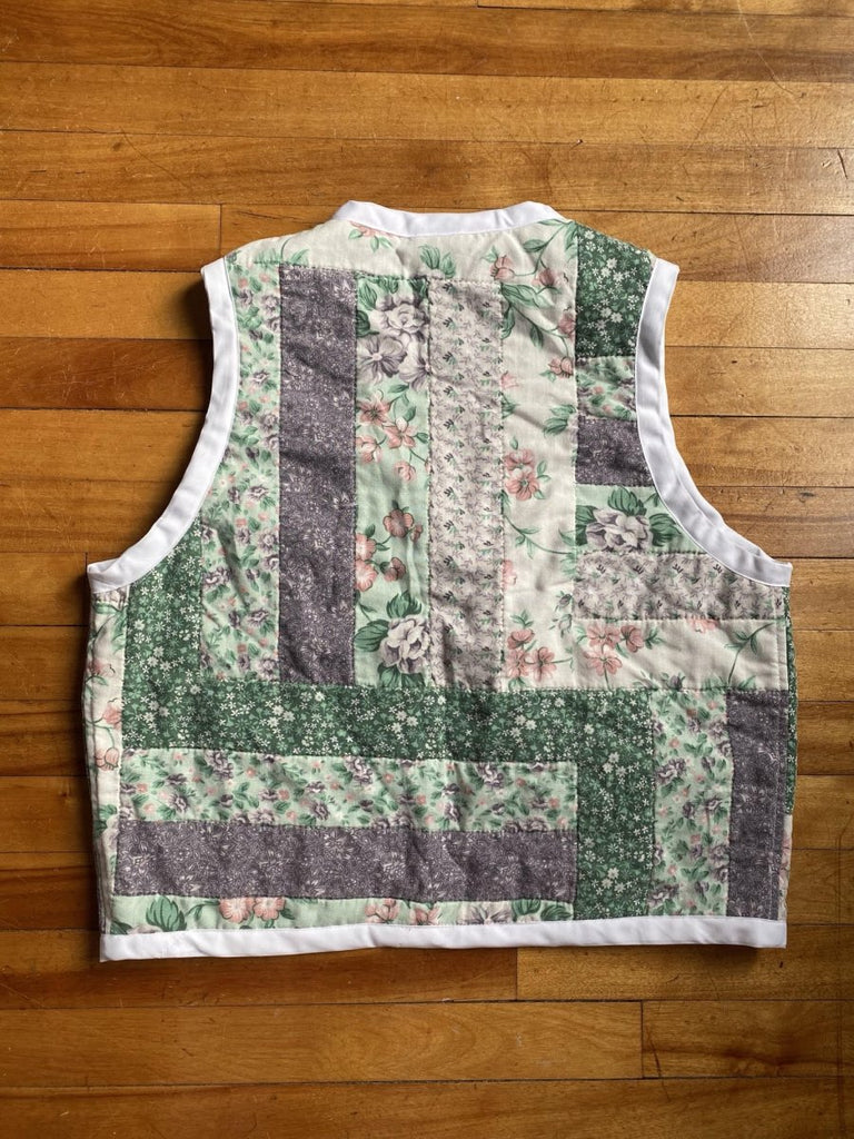 Middle Sister Co. Garden Floral Quilt Vest (Purple/Green/White Trim) - Victoire BoutiqueMiddle Sister Co.Tops Ottawa Boutique Shopping Clothing