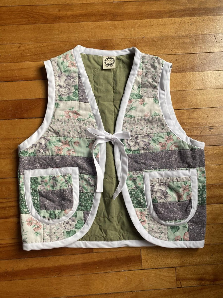 Middle Sister Co. Garden Floral Quilt Vest (Purple/Green/White Trim) - Victoire BoutiqueMiddle Sister Co.Tops Ottawa Boutique Shopping Clothing