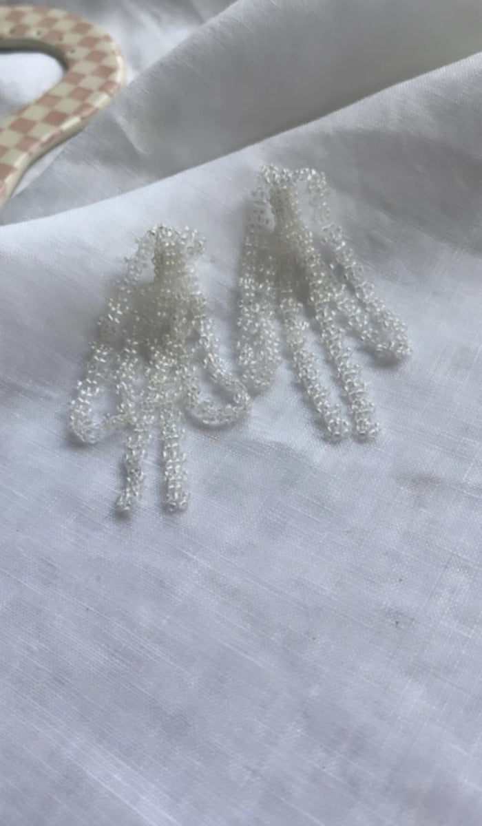 Miiken Virginie Beaded Bow Earrings Crystal Clear