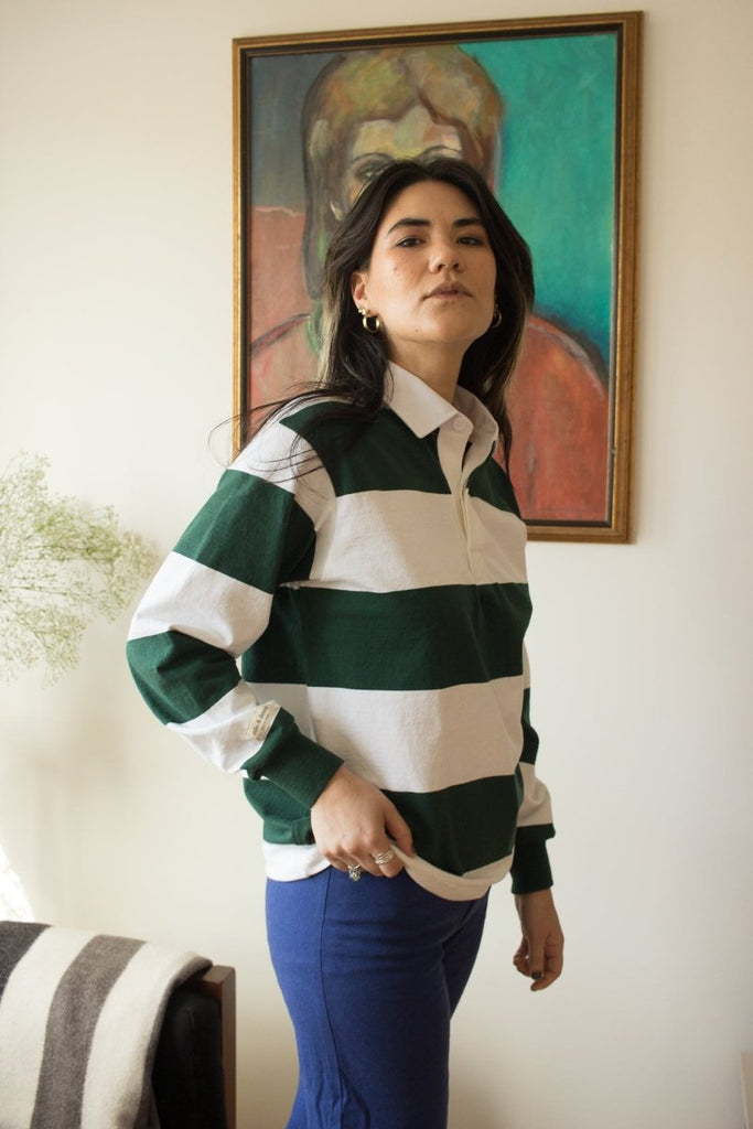 Milo & Dexter Rugby Shirt (Green & White Stripe) - Victoire BoutiqueMilo & DexterShirts & Tops Ottawa Boutique Shopping Clothing