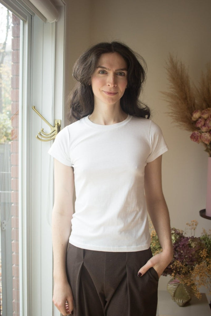 Naked & Famous Circular Knit Ballet T-Shirt (White) - Victoire BoutiqueNaked & FamousTops Ottawa Boutique Shopping Clothing