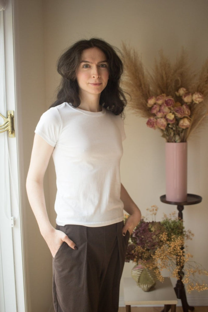 Naked & Famous Circular Knit Ballet T-Shirt (White) - Victoire BoutiqueNaked & FamousTops Ottawa Boutique Shopping Clothing