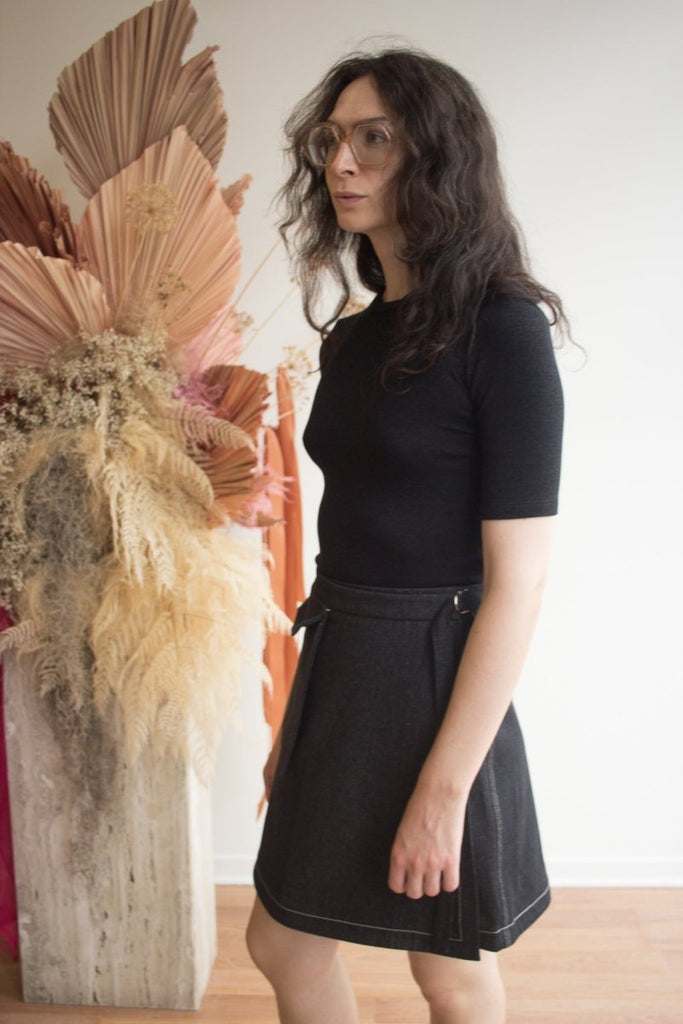 Odeyalo Toledo Skirt (Black Denim) - Victoire BoutiqueOdeyaloSkirts Ottawa Boutique Shopping Clothing