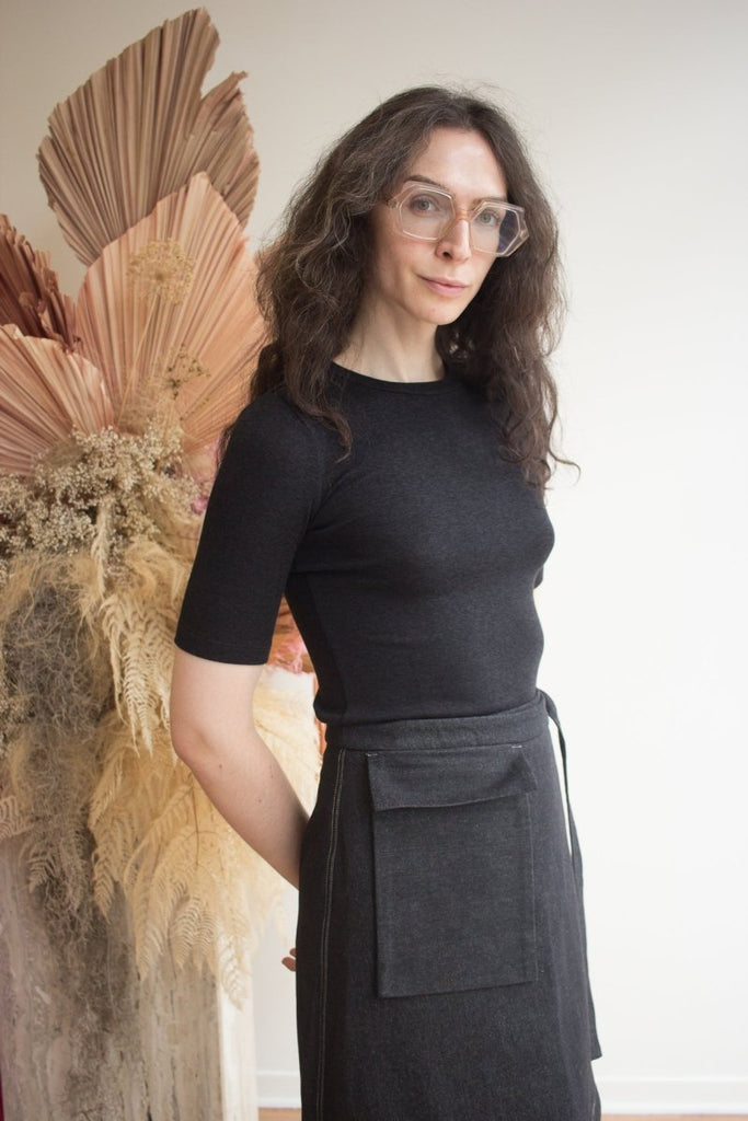 Odeyalo Toledo Skirt (Black Denim) - Victoire BoutiqueOdeyaloSkirts Ottawa Boutique Shopping Clothing