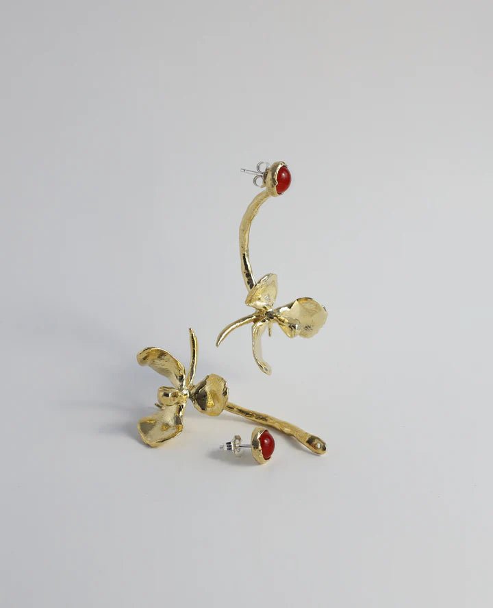 ORA - C Sweet Magnolia Drop Earrings (Brass with Carnelian) - Victoire BoutiqueORA - CEarrings Ottawa Boutique Shopping Clothing