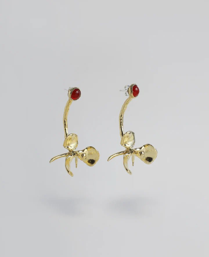 ORA - C Sweet Magnolia Drop Earrings (Brass with Carnelian) - Victoire BoutiqueORA - CEarrings Ottawa Boutique Shopping Clothing