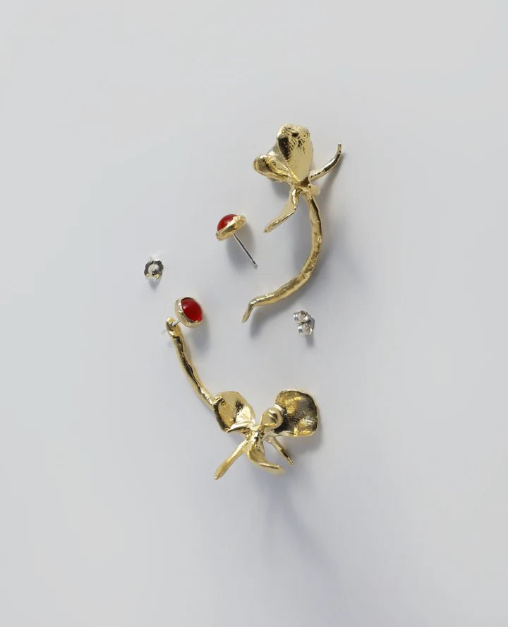 ORA - C Sweet Magnolia Drop Earrings (Brass with Carnelian) - Victoire BoutiqueORA - CEarrings Ottawa Boutique Shopping Clothing