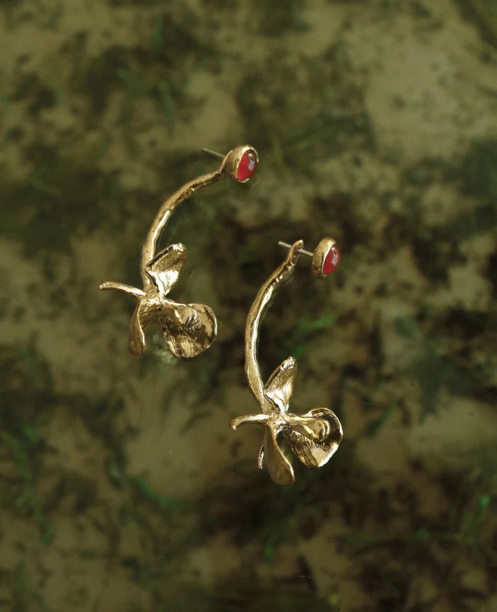 ORA - C Sweet Magnolia Drop Earrings (Brass with Carnelian) - Victoire BoutiqueORA - CEarrings Ottawa Boutique Shopping Clothing