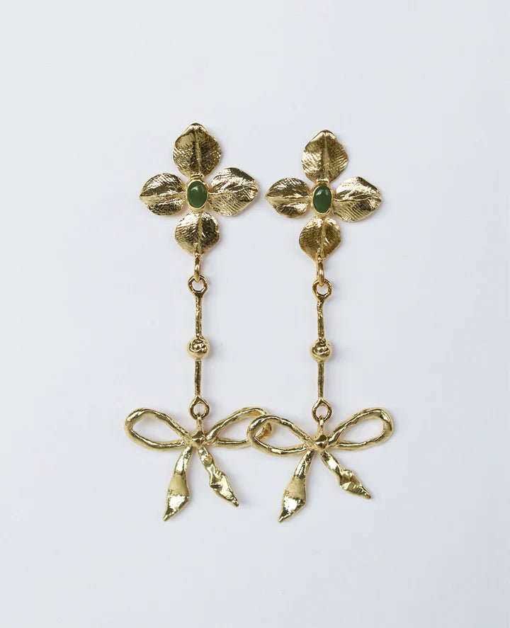 ORA - C Willow Bow Earrings (Brass with Nephrite Jade) - Victoire BoutiqueORA - CEarrings Ottawa Boutique Shopping Clothing