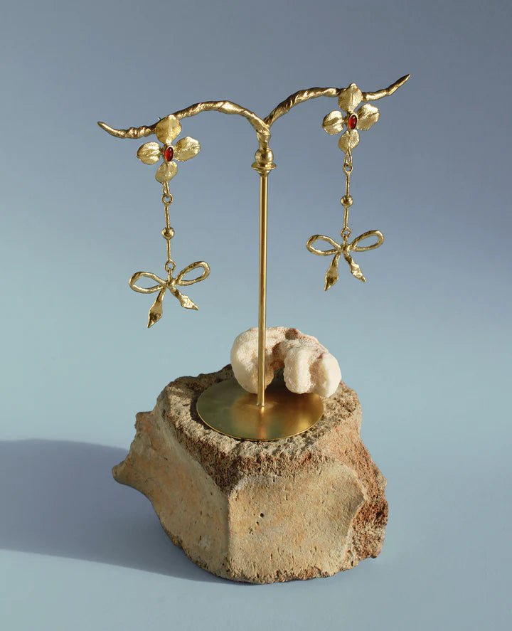 ORA - C Willow Bow Earrings (Brass with Nephrite Jade) - Victoire BoutiqueORA - CEarrings Ottawa Boutique Shopping Clothing