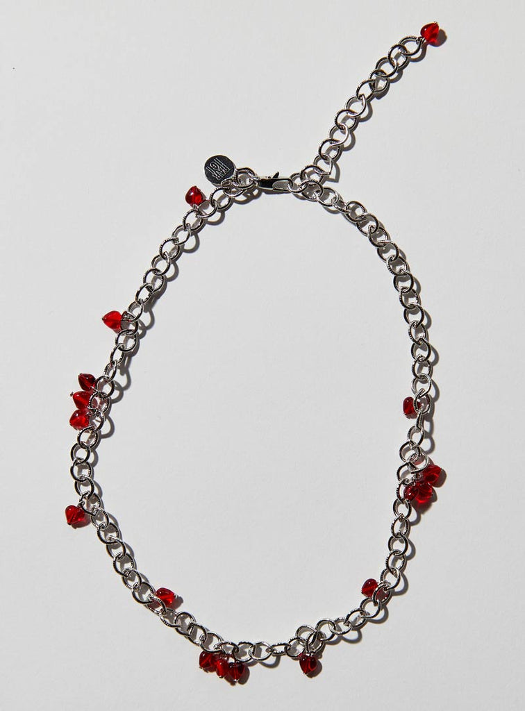 Par Ici Glass Heart Tassel Necklace - Red (In - Store) - Victoire BoutiquePar IciNecklaces Ottawa Boutique Shopping Clothing