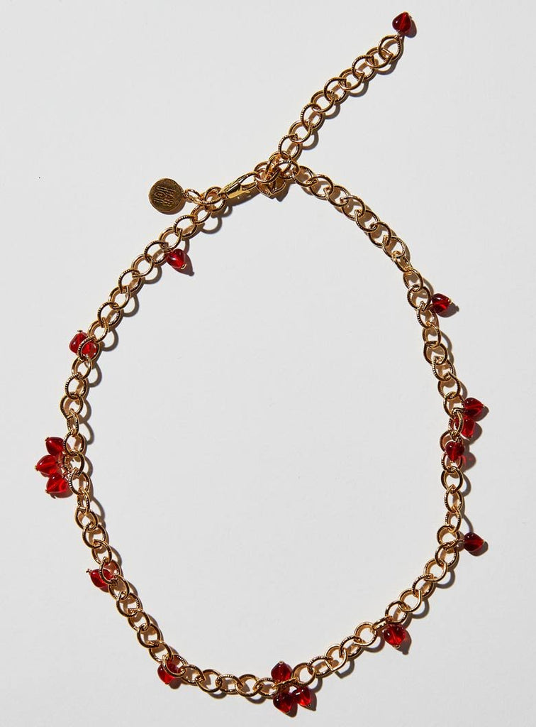 Par Ici Glass Heart Tassel Necklace - Red (In - Store) - Victoire BoutiquePar IciNecklaces Ottawa Boutique Shopping Clothing