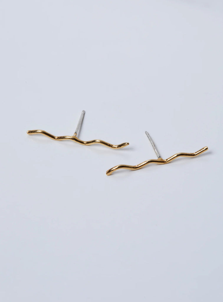 Par Ici Long Wave Studs - Gold or Silver (In - Store) - Victoire BoutiquePar IciEarrings Ottawa Boutique Shopping Clothing