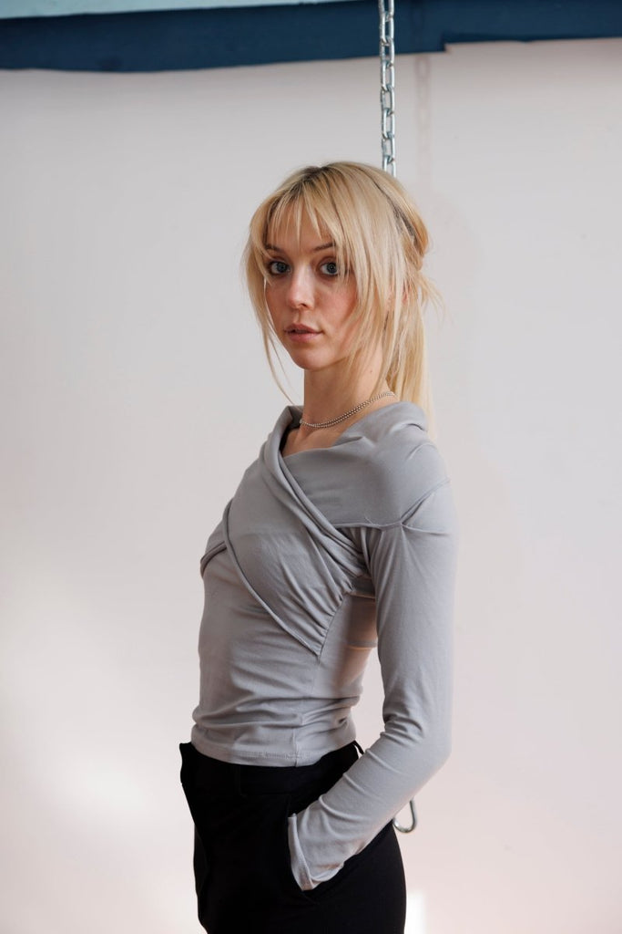 Rightful Owner Shawl Blouse (Grey) - Victoire BoutiqueRightful OwnerTops Ottawa Boutique Shopping Clothing