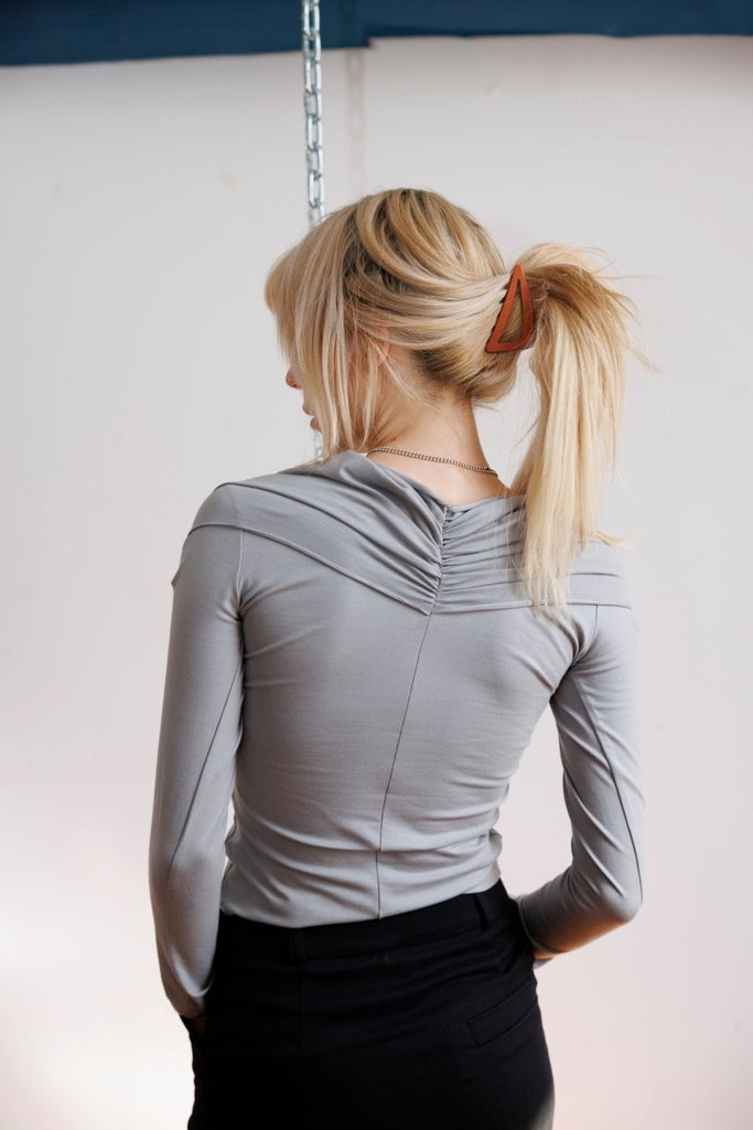 Rightful Owner Shawl Blouse (Grey) - Victoire BoutiqueRightful OwnerTops Ottawa Boutique Shopping Clothing