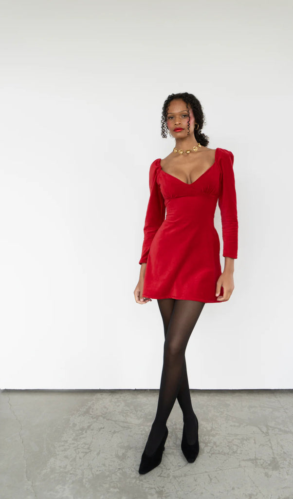 Rightful Owner Veda Dress (Red Velvet) - Victoire BoutiqueRightful OwnerDresses Ottawa Boutique Shopping Clothing