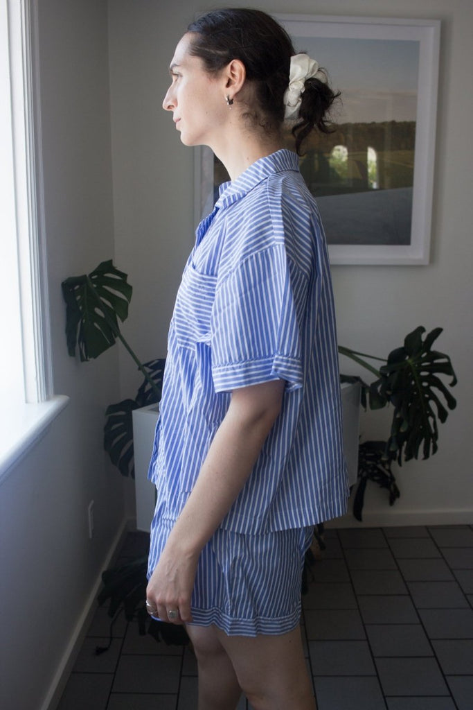 Shelter PJ Set (Blue Stripe) - Victoire BoutiqueShelterLingerie Ottawa Boutique Shopping Clothing