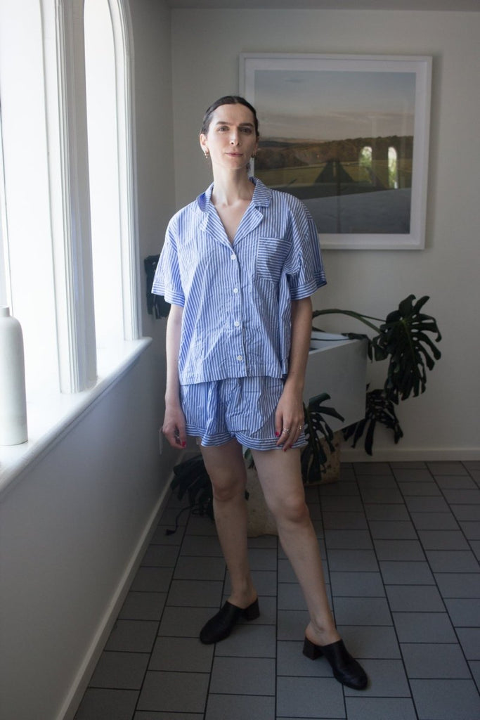 Shelter PJ Set (Blue Stripe) - Victoire BoutiqueShelterLingerie Ottawa Boutique Shopping Clothing