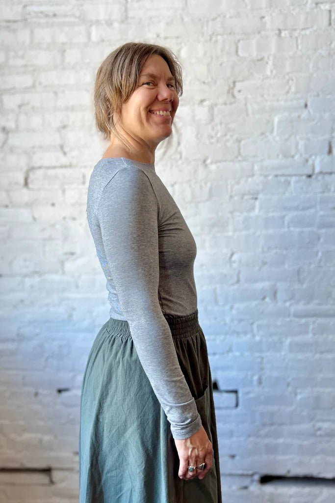 Smoking Lily Nanette Top (Grey Microstripe) - Victoire BoutiqueSmoking LilyShirts & Tops Ottawa Boutique Shopping Clothing