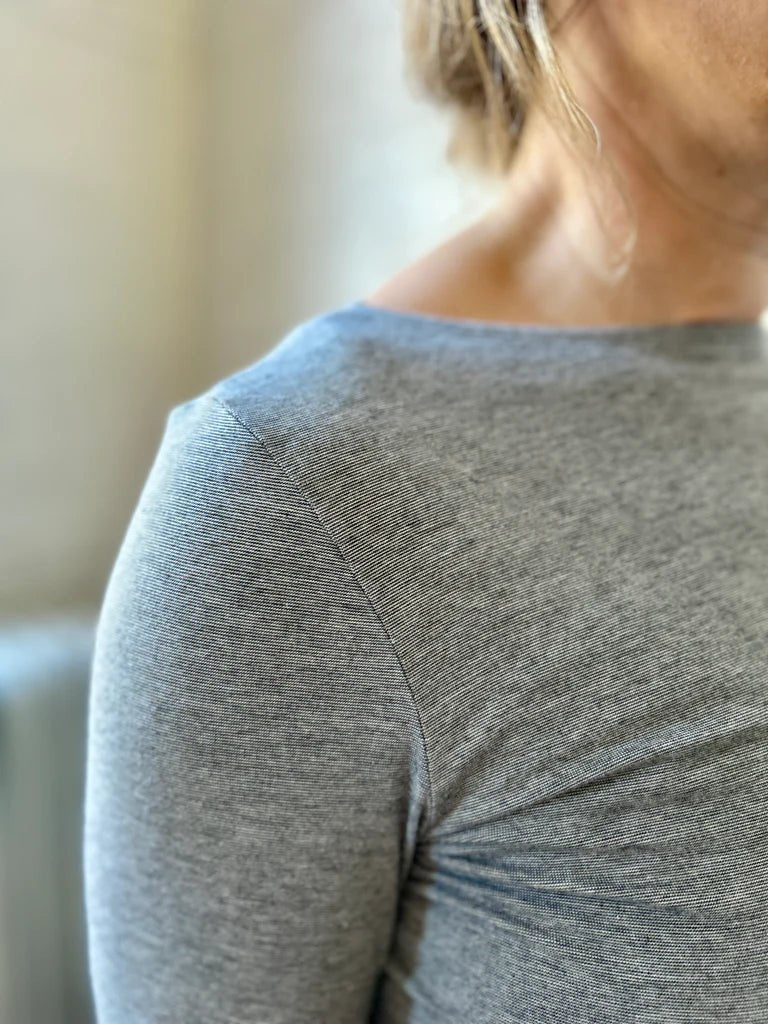 Smoking Lily Nanette Top (Grey Microstripe) - Victoire BoutiqueSmoking LilyShirts & Tops Ottawa Boutique Shopping Clothing