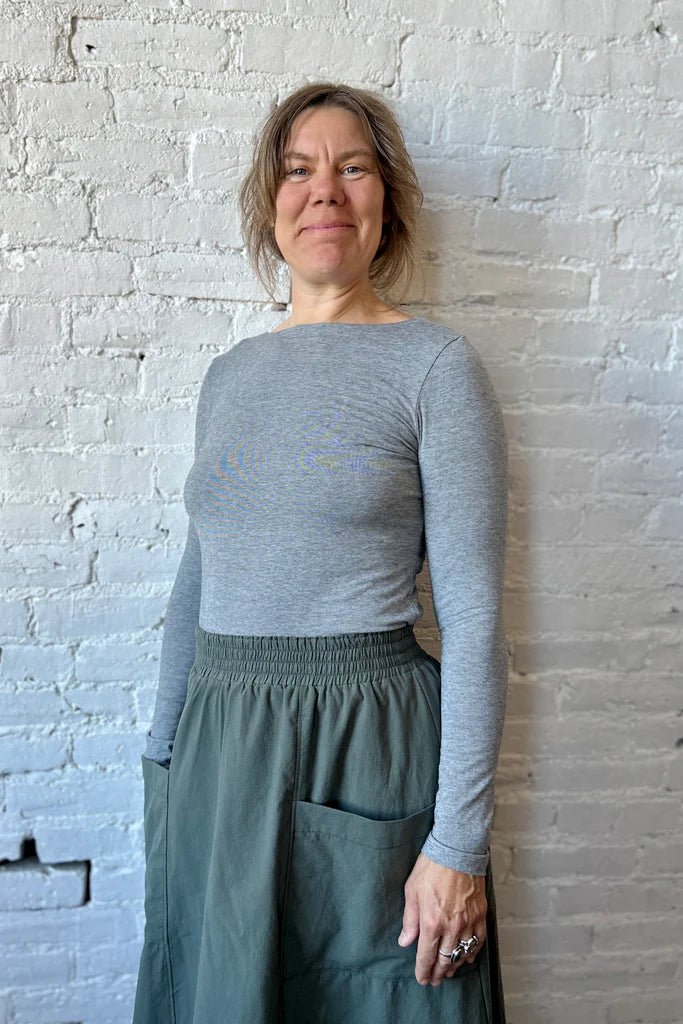 Smoking Lily Nanette Top (Grey Microstripe) - Victoire BoutiqueSmoking LilyShirts & Tops Ottawa Boutique Shopping Clothing