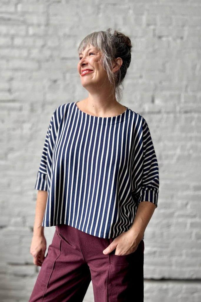 Smoking Lily Willow Top (Navy Stripes) - Victoire BoutiqueSmoking LilyShirts & Tops Ottawa Boutique Shopping Clothing