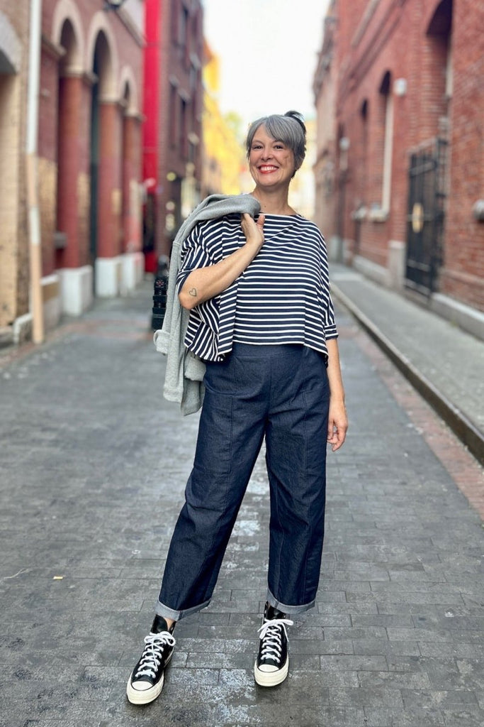 Smoking Lily Wren Work Pants - Stretch Denim (Medium Blue) - Victoire BoutiqueSmoking LilyBottoms Ottawa Boutique Shopping Clothing