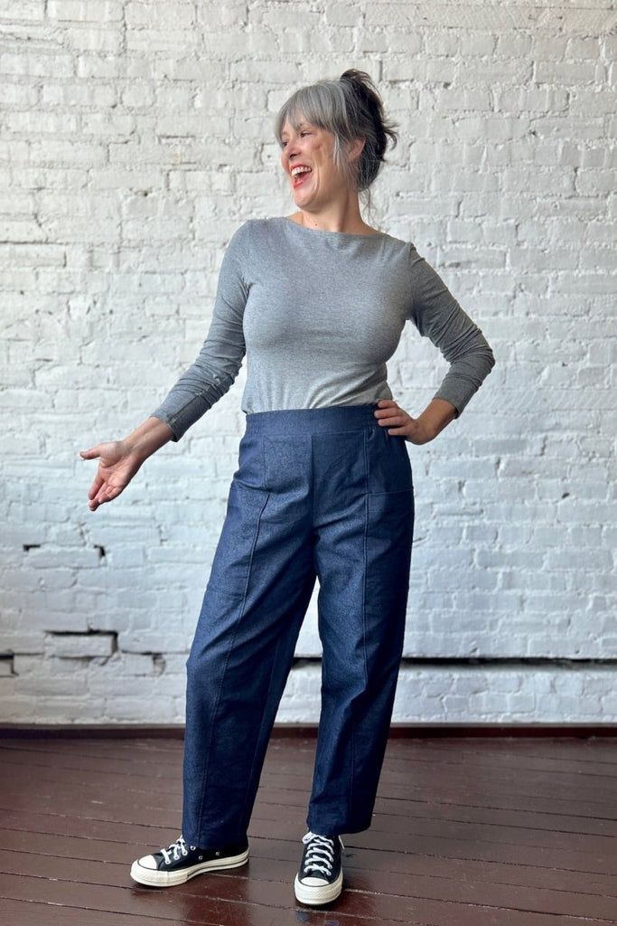 Smoking Lily Wren Work Pants - Stretch Denim (Medium Blue) - Victoire BoutiqueSmoking LilyBottoms Ottawa Boutique Shopping Clothing
