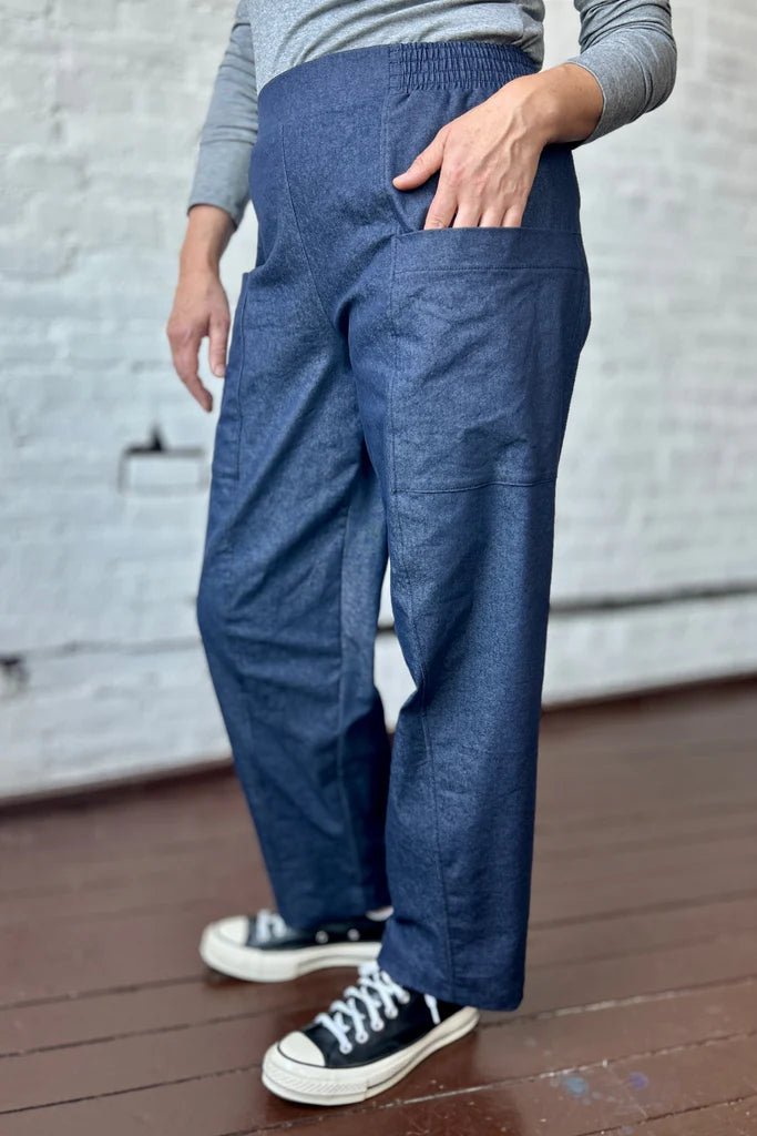 Smoking Lily Wren Work Pants - Stretch Denim (Medium Blue) - Victoire BoutiqueSmoking LilyBottoms Ottawa Boutique Shopping Clothing