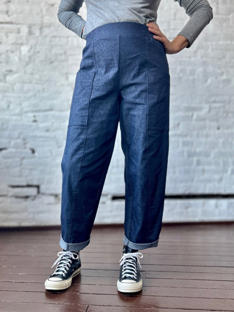 Smoking Lily Wren Work Pants - Stretch Denim (Medium Blue) - Victoire BoutiqueSmoking LilyBottoms Ottawa Boutique Shopping Clothing