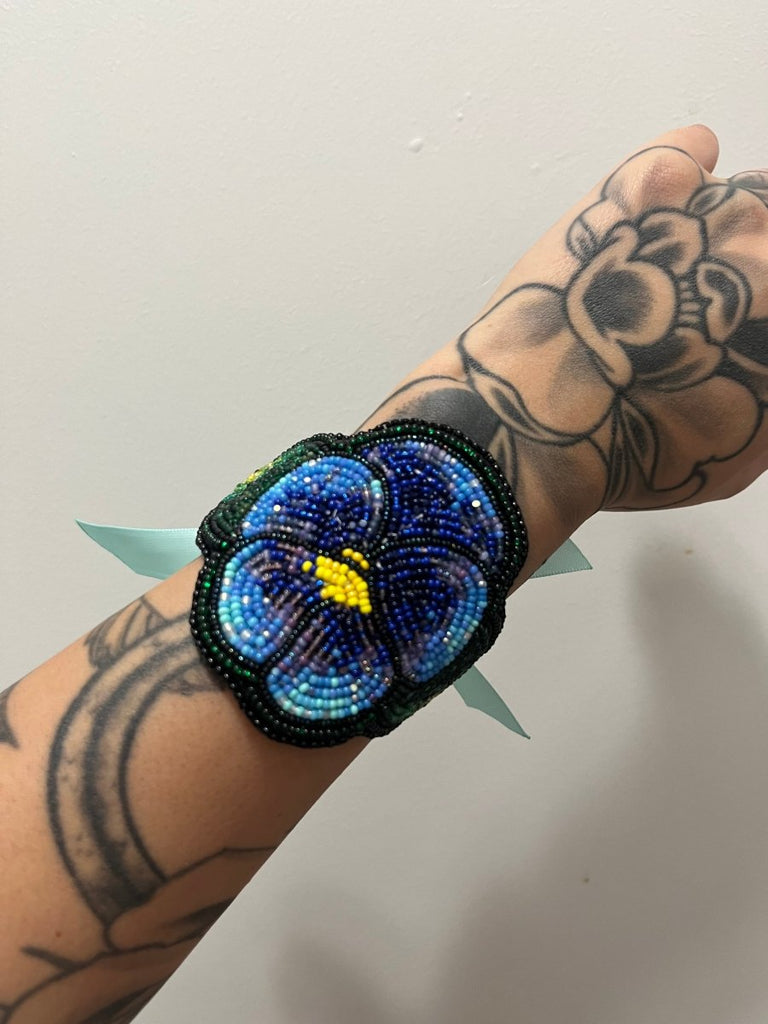 Tiana Beads Pansy Flower Beaded Cuffs - Victoire BoutiqueTiana BeadsJewelry Ottawa Boutique Shopping Clothing