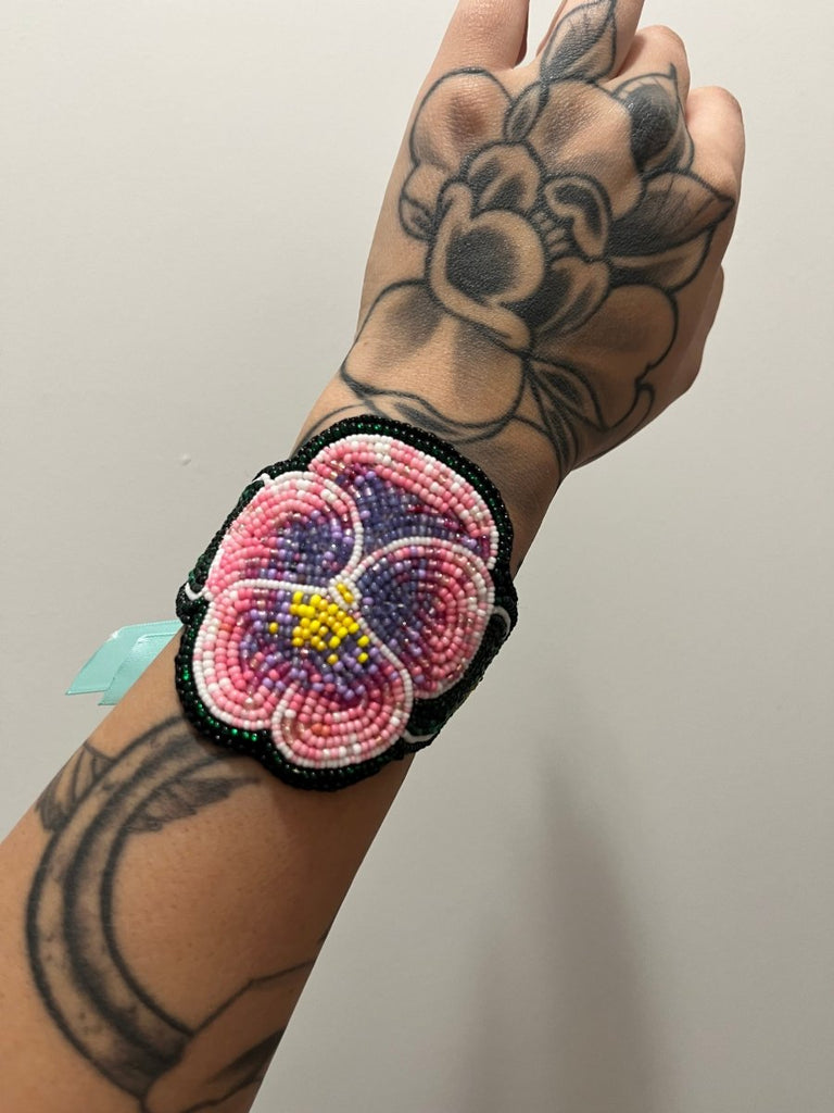 Tiana Beads Pansy Flower Beaded Cuffs - Victoire BoutiqueTiana BeadsJewelry Ottawa Boutique Shopping Clothing