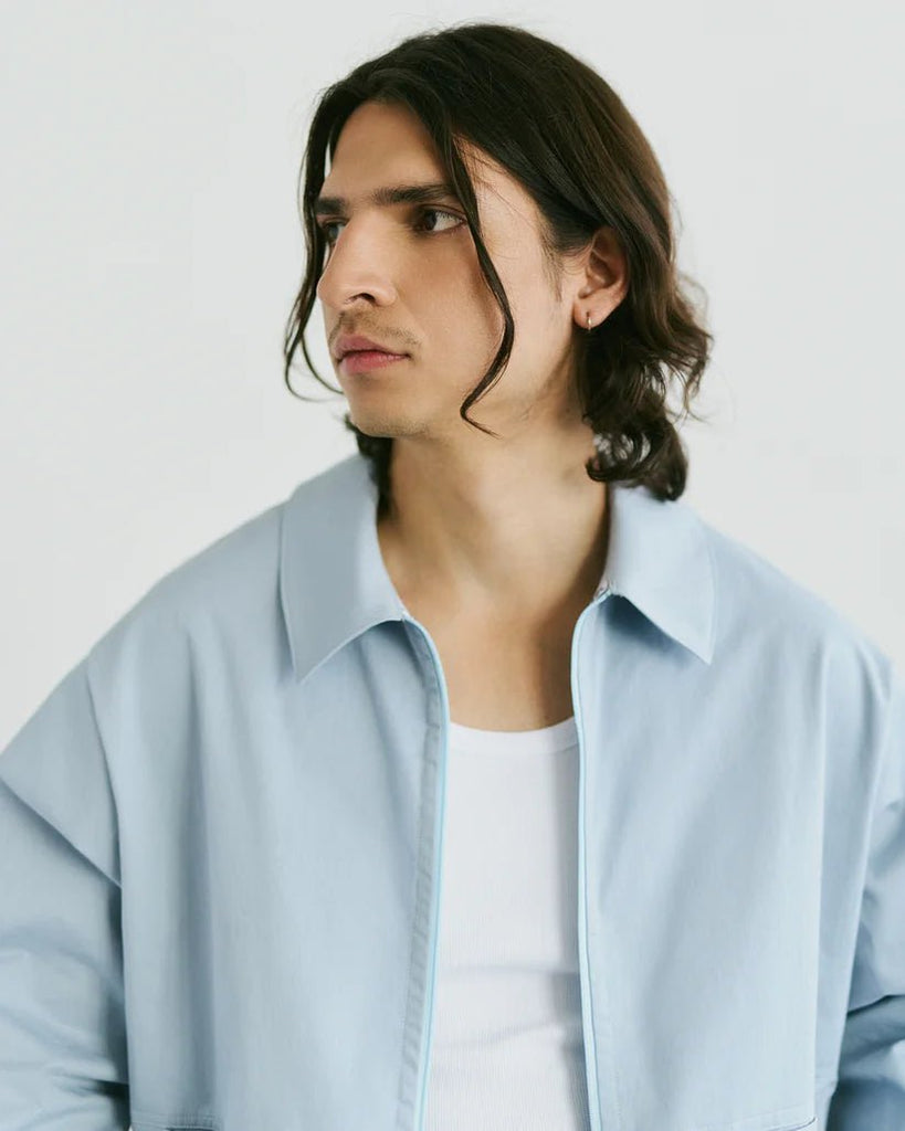 Veri Claire Zip Up Shirt (Powder Blue) - Victoire BoutiqueVeriTops Ottawa Boutique Shopping Clothing